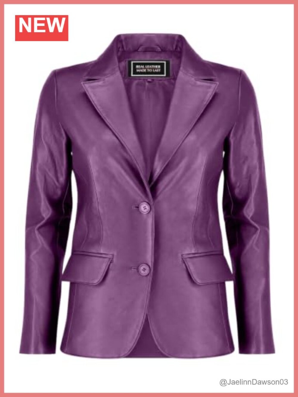 Lambskin Leather Blazer Women Notch Lapel Button Front Coat
